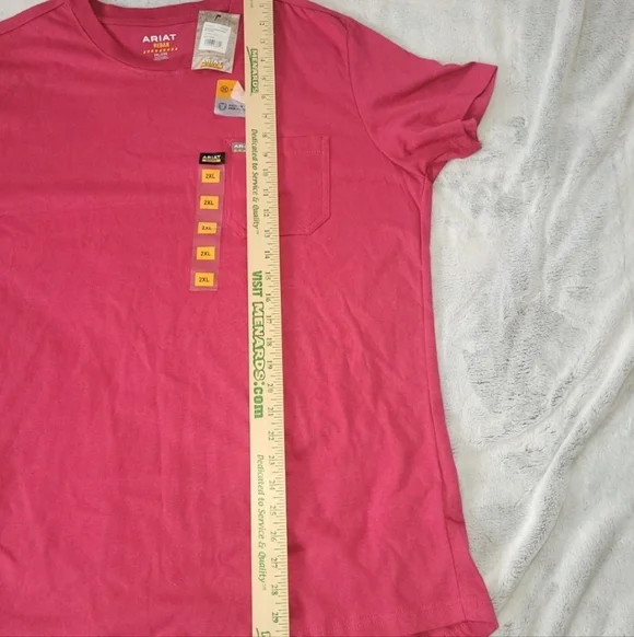 Ariat Rebar Womens 2XL Cotton Strong Crewneck Short Sleeve Pink Tshirt Top - Picture 5 of 11